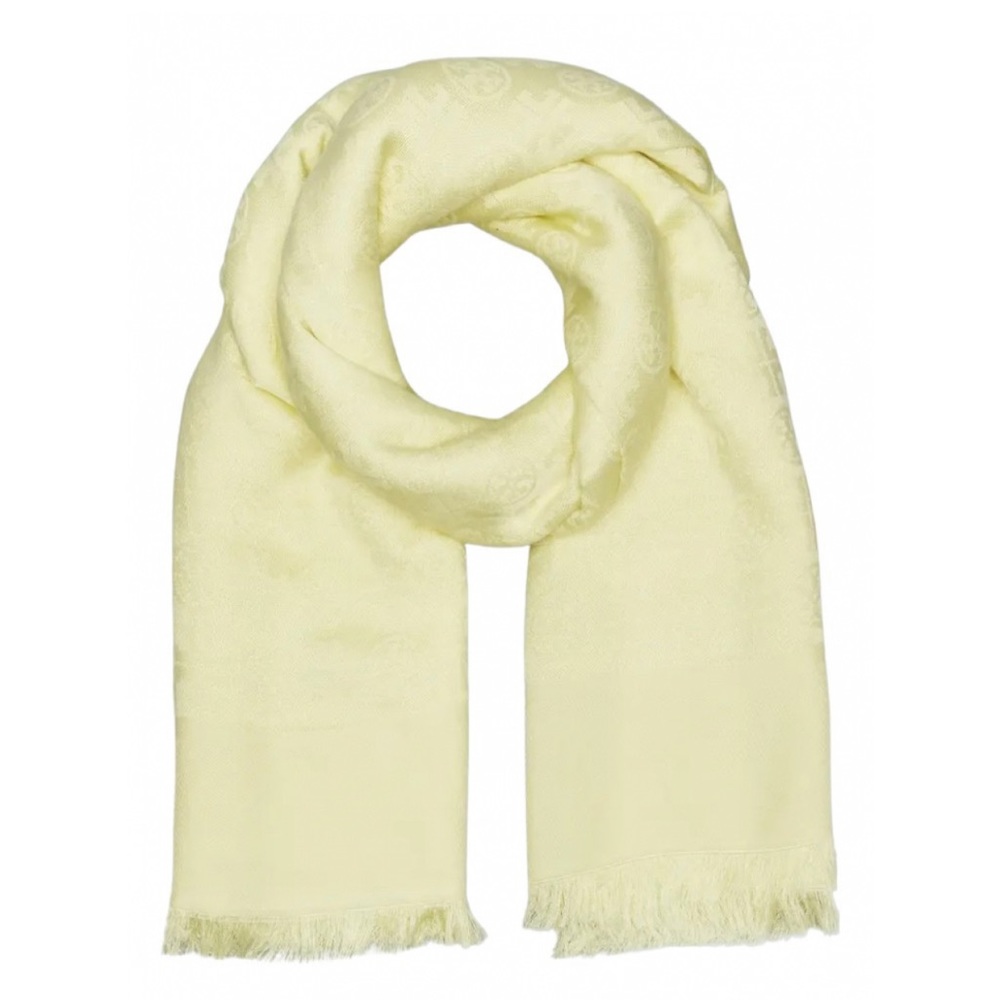 Tory Burch (NWT) Logo Jacquard Silk-Blend Scarf Tulip Yellow